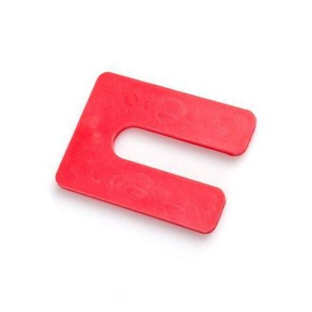 GLAZELOCK 1/8" 4"L x 3"W 7/8" Slot, Square Horseshoe Plastic Flat Shims Red 500c/box GLZ22